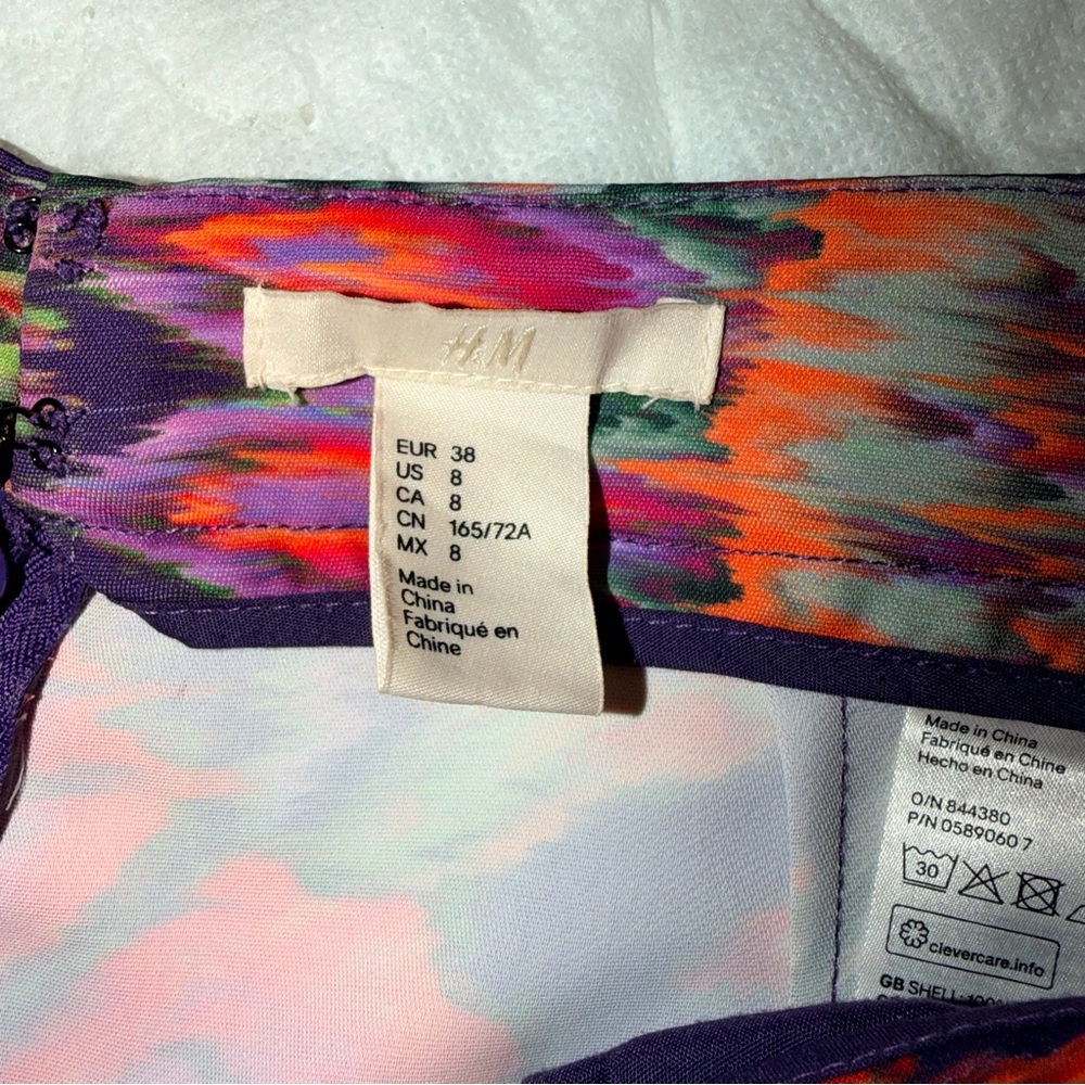 H&M Statement Wide‎ Leg Pants Floral Paisley Print Size 8 - Picture 7 of 7